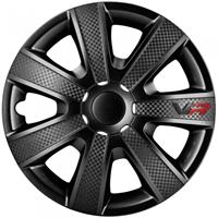 4-Delige Wieldoppenset VR 14-inch zwart/carbon-look/logo