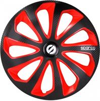 Sparco wieldoppen Sicilia 16 inch ABS zwart/rood set van 4