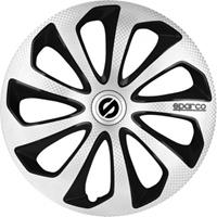 4-Delige Sparco Wieldoppenset Sicilia 14-inch zilver/zwart/carbon