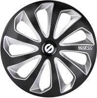 4-Delige Sparco Wieldoppenset Sicilia 13-inch zwart/zilver/carbon