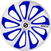 Sparco wieldoppen Sicilia 15 inch ABS zilver/blauw set van 4