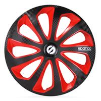 4-Delige Sparco Wieldoppenset Sicilia 15-inch zwart/rood/carbon