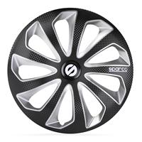 4-Delige Sparco Wieldoppenset Sicilia 15-inch zwart/zilver/carbon