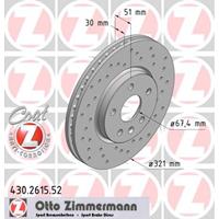 Remschijf SPORT REMSCHIJF COAT Z Zimmermann, Remschijftype: Binnen geventileerd, u.a. für Opel, Saab, Vauxhall, Chevrolet