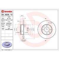 Remschijf BREMBO, Remschijftype: Massief, u.a. für Fiat, Pininfarina, Lancia, Seat, Zastava, FSO, Autobianchi, Innocenti