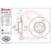 Remschijf COATED DISC LINE BREMBO, Remschijftype: Binnen geventileerd: , u.a. für Opel, Fiat, Vauxhall