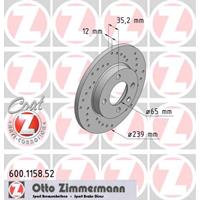 Remschijf SPORT REMSCHIJF COAT Z Zimmermann, Remschijftype: Geperforeerd, u.a. für VW, Audi, Seat