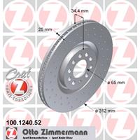 Remschijf SPORT REMSCHIJF COAT Z Zimmermann, Remschijftype: Binnen geventileerd, u.a. für Seat, VW, Audi, Skoda