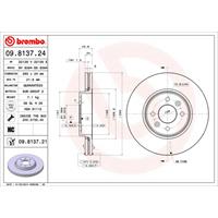 BREMBO Bremsscheiben 09.8137.24 Scheibenbremsen,Bremsscheibe RENAULT,CLIO II BB0/1/2_, CB0/1/2_,CLIO III BR0/1, CR0/1,SCÉNIC II JM0/1_,KANGOO KC0/1_