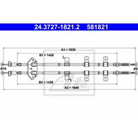 ATE Handbremsseil 24.3727-1821.2 Bremsseil,Seilzug Feststellbremse MAZDA,6 Station Wagon GY,6 Hatchback GG,6 GG