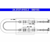ATE Handbremsseil 24.3727-0103.2 Bremsseil,Seilzug Feststellbremse VW,AUDI,POLO 86C, 80,POLO Coupe 86C, 80,POLO CLASSIC 86C, 80,POLO 86,DERBY 86C, 80