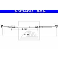 ATE Handbremsseil 24.3727-0234.2 Bremsseil,Seilzug Feststellbremse BMW,1 E87,1 E81,1 Cabriolet E88,1 Coupe E82