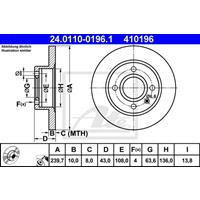 Remschijf ATE 24.0110-0196.1 voorkant/volledig/1 stuk
