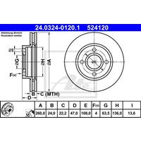 ford Powerdisc remschijf geventileerd 24032401201