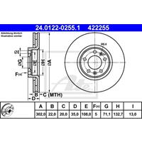 Bremsscheibe Hinterachse ATE 24.0122-0255.1