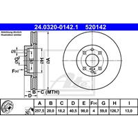 alfaromeo Powerdisc remschijf geventileerd 24032001421