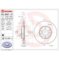 Remschijf COATED DISC LINE BREMBO, Remschijftype: Binnen geventileerd, u.a. für Vauxhall, Saab, Lotus, Opel