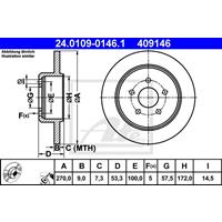 Bremsscheibe Hinterachse ATE 24.0109-0146.1