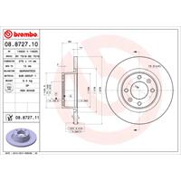 Remschijf COATED DISC LINE BREMBO, Remschijftype: Massief, u.a. für Citroën