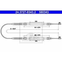 ATE Handbremsseil 24.3727-0343.2 Bremsseil,Seilzug Feststellbremse FIAT,PEUGEOT,CITROËN,DUCATO Pritsche/Fahrgestell 230,DUCATO Bus 230