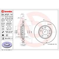 BREMBO Bremsscheiben 09.A727.14 Scheibenbremsen,Bremsscheibe RENAULT,NISSAN,DACIA,MEGANE III Grandtour KZ0/1,SCÉNIC III JZ0/1_