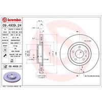 BREMBO Bremsscheiben 09.4939.24 Scheibenbremsen,Bremsscheibe OPEL,FIAT,ALFA ROMEO,COMBO Kasten/Kombi X12,COMBO Tour X12,COMBO Pritsche/Fahrgestell
