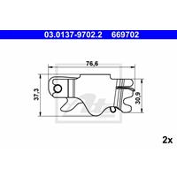 Toebehoren, parkeerremschoen uitbreidend slot ATE, u.a. für Peugeot, BMW, VW, Fiat, Audi, Citroën, Porsche, MG, Rover