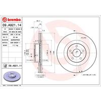 Remschijf COATED DISC LINE BREMBO, Remschijftype: Binnen geventileerd, u.a. für Subaru, Toyota