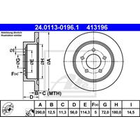 Bremsscheibe Hinterachse ATE 24.0113-0196.1