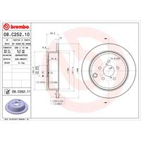 Remschijf COATED DISC LINE BREMBO, Remschijftype: Massief, u.a. für Subaru, Toyota