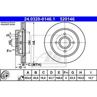 ford Powerdisc remschijf geventileerd 24032001461