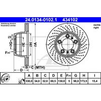 Bremsscheibe | ATE (24.0134-0102.1)