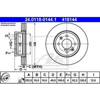 Bremsscheibe | ATE (24.0118-0144.1)