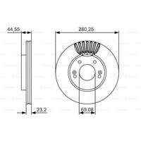 Remschijf BOSCH, Remschijftype: Geventileerd, u.a. für Hyundai, KIA