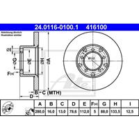 Bremsscheibe | ATE (24.0116-0100.1)