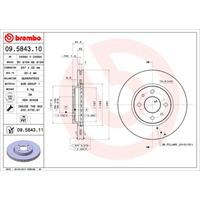 Remschijf COATED DISC LINE BREMBO, Remschijftype: Binnen geventileerd, u.a. für Fiat, Alfa Romeo, Citroën, Peugeot, Lancia