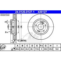 Bremsscheibe Vorderachse ATE 24.0126-0127.1