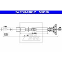 Seilzug, Kupplungsbetätigung | ATE (24.3728-0108.2)