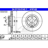 Bremsscheibe | ATE (24.0118-0149.1)