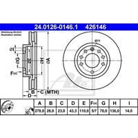 Bremsscheibe Vorderachse ATE 24.0124-0146.1