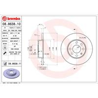 Remschijf COATED DISC LINE BREMBO, Remschijftype: Massief, u.a. für Opel