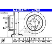 Bremsscheibe Hinterachse ATE 24.0110-0281.1