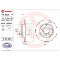 Remschijf COATED DISC LINE BREMBO, Remschijftype: Massief, u.a. für VW, Seat, Ford