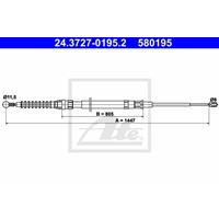 ATE Handbremsseil SKODA,SEAT,AUDI 24.3727-0195.2 1K0609721AT,1K0609721BB,1K0609721T Bremsseil,Seilzug Feststellbremse 1K0609721AT,1K0609721BB