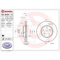Remschijf COATED DISC LINE BREMBO, Remschijftype: Binnen geventileerd, u.a. für Toyota, Lexus