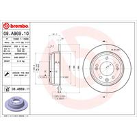 BREMBO Bremsscheiben 08.A869.10 Scheibenbremsen,Bremsscheibe HYUNDAI,KIA,ix35 LM, EL, ELH,i30 FD,i30 CW FD,SPORTAGE SL,CEE'D SW ED