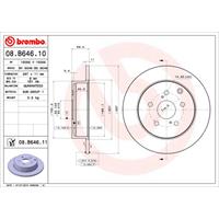 Remschijf COATED DISC LINE BREMBO, Remschijftype: Massief, u.a. für Toyota