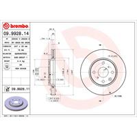 Remschijf COATED DISC LINE BREMBO, Remschijftype: Binnen geventileerd, u.a. für Citroën, Toyota, Peugeot