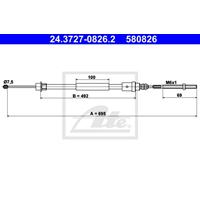 ATE Handbremsseil 24.3727-0826.2 Bremsseil,Seilzug Feststellbremse PEUGEOT,406 Break 8E/F,406 Coupe 8C,406 8B