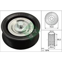 Geleide rol/omdraairol, Poly V-riem INA, Diameter (mm)71mm, u.a. für Opel, Vauxhall, Ford, Fiat, Saab, Cadillac, Suzuki